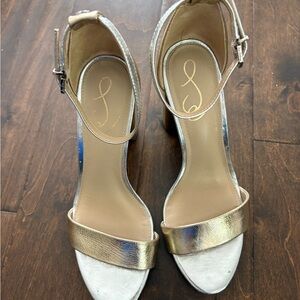 Sam Edelman Metallic Gold/Ankle-Strap Women's Heels YARO BLOCK
